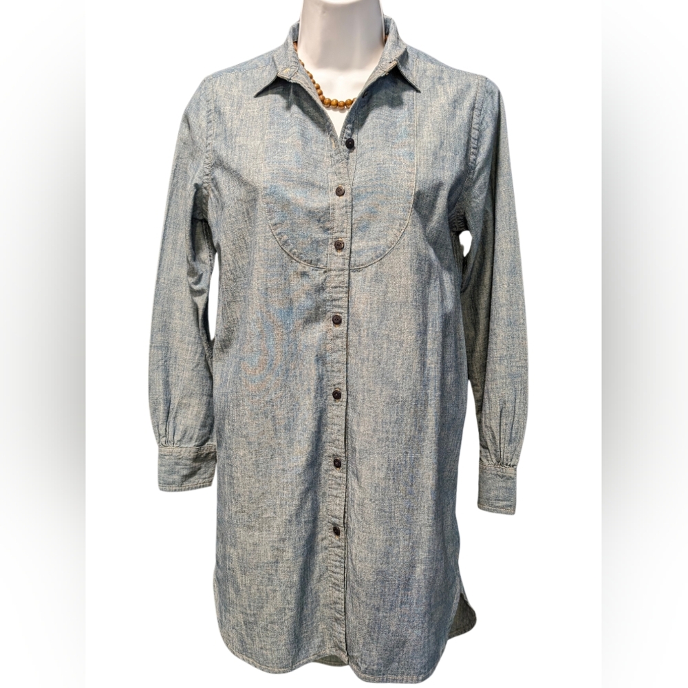 Lauren Ralph Lauren Denim Shirt  Dress.High Low Hem, Side Darts. XS